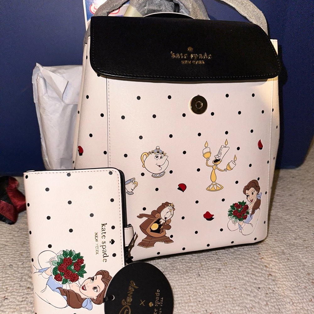 Kate Spade Beauty and the Beast backpack & wallet